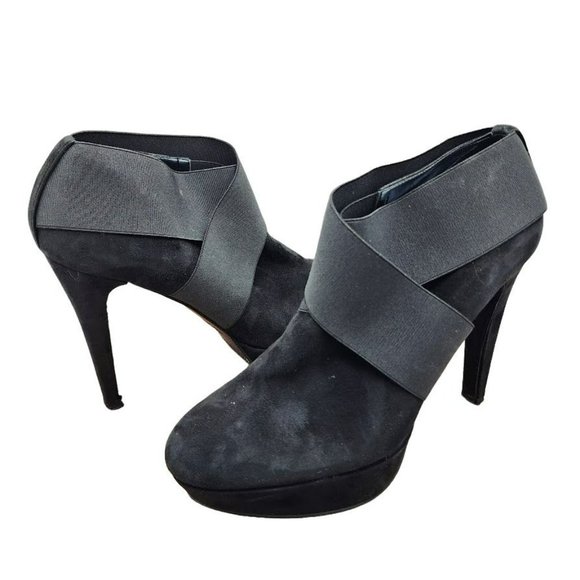 Stuart Weitzman Kilgore Ankle Boots 10 Black Suede Elastic Band Platform Pull On - Picture 12 of 13
